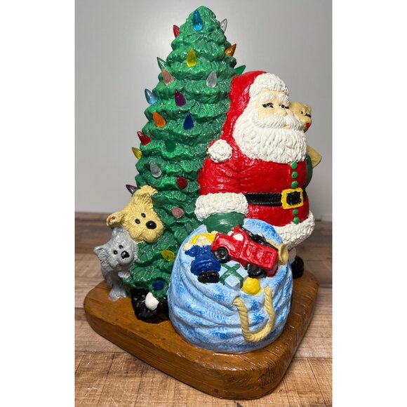 Vintage Light-Up Santa & Christmas Tree Figurine - Picture 2 of 9